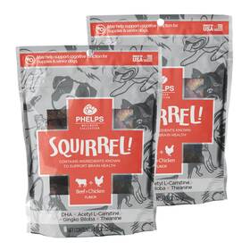 Phelps Wellness Collection 192959811568 Squirrel Attention Focusing Beef And Chicken Flavor Dog Treats 2 Pack 4.5 Oz