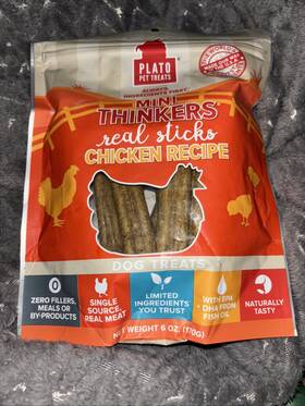 Plato 850002221312 Two Bags Of Mini Thinkers Sticks Natural Dog Treats Chicken 6 Ounces Each