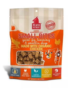 Plato 850002221374 Dog Treats Small Bites Natural Sized 6 Oz Real Meat Chicken Flavor Air Dried E1