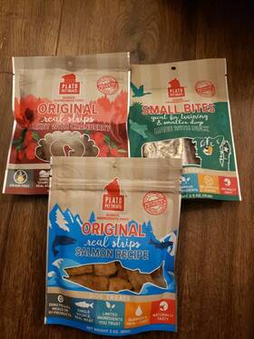 Plato 850002221473 Pet Treats 3x Original Real Strips Turkey And Cranberry 3oz Small Bites Dog
