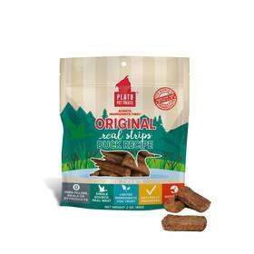Plato 850002221534 Natural Dog Treats Real Duck Strips Soft Meat Bars 3 Ounce Grain Free