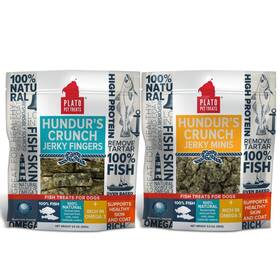 Plato 850054017222 Hundurs Crunch Fish Dog Treats Variety Pack 1 Jerky Fingers 3.5oz And