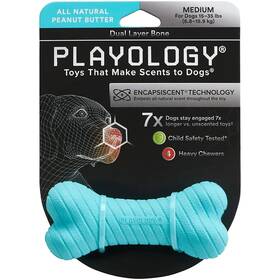 Playology 810045335506 New Dual Layer Bone In Peanut Butter Natural Scent Medium Dogs