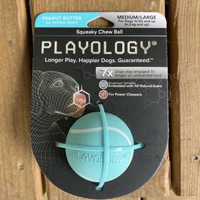 Playology 810045335537 Squeaky Dog Toy Chew Ball All-natural Peanut Butter Scent Med/large