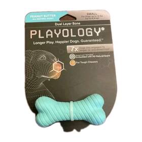 Playology 856330008007 3 X Dual Layer Bone Dog Toy Peanut Butter Scent Small Up To 15 Lbs