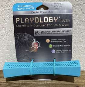 Playology 856330008793 Squeaky Dog Chew Stick Toy All-natural Peanut Butter Scent Large Blue