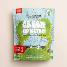 Polkadog 858160007953 Green Monstah Bone Shaped Crunchy Dog And Cat Treats 7oz