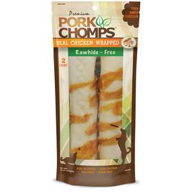 Pork Chomps 015958989970 Inch Baked Skin Dog Chews 8-inch Rolls Real Chicken Wrap 2 Co