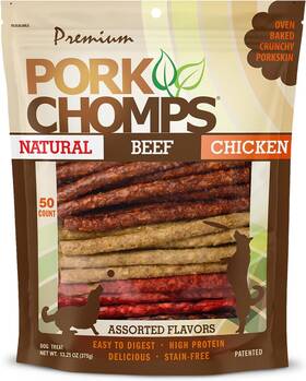Dt809 Pork Chomps Dog Chews 5-inch Munchy Sticks Assorted Flavors 50 Count Pack Of 1