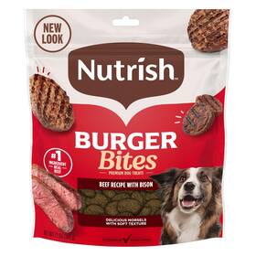 82933 Post Consumer Brands Nutrish Burger Bites Beef Recipe With Bison Premium Dog Treats 12 Oz. Pouch