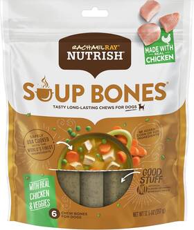 83090 Post Consumer Brands Rachael Ray Nutrish Soup Bones Dog Treats Chicken And Veggies Flavor 6