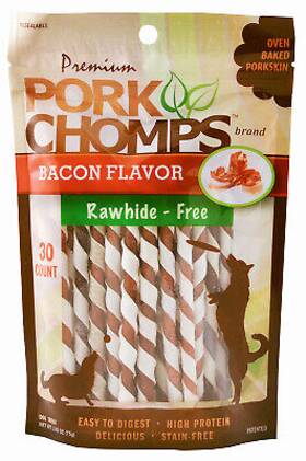 Dt526 Premium Pork Chomps 5 Pack Dog Treats Bacon Twistz Mini 30-ct