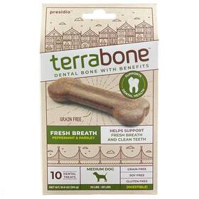 Presidio 859855006206 Terrabone Dental Chews Dog Teeth Cleaning Treat Usa Made Medium 10 Treats