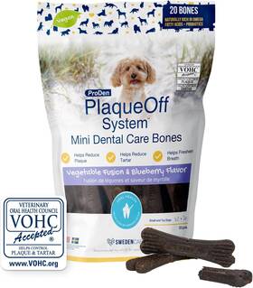 Proden Plaqueoff 644216371853 System Vegetable And Blueberry Flavor Mini Dental Bone Dog Treats