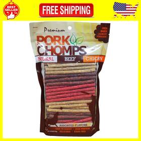 Products Inc. 313109857865 Pork Chomps Dog Chews 5-inch Munchy Sticks Assorted Flavors 100 Count
