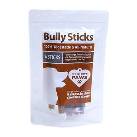 Project Paws 840235149323 Bully Sticks For Dogs - Treat Or Snack 6 Count