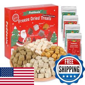 B0ffsb7ll1 Puddonio Freeze Dried Cats Dogs Treats - 4 Single-ingredient Raw Flavors
