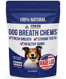 Pup Labs 197644901876 Fresh Breathies All-natural Dental Chews For Dogs Dog Breath Treatment That