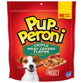 Pup-peroni 079100836246 Dog Treats Triple Meat Lovers Flavor 22.5 Ounce Bacon Sausage And Pepperoni