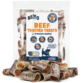 Pupdawgs 850046484131 3 Inch Beef Trachea Dog Training Treats Dental Chews For Dogs All Natural