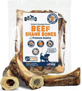 99163 Pupdawgs Large Marrow Dog Bones - 7 Inch To 8 Hickory-smoked Beef Shank 3pk