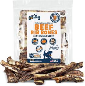 99657 Pupdawgs Large Beef Rib Bones - 8-10 Inch Hickory-smoked Dog Bones- 16 Pk