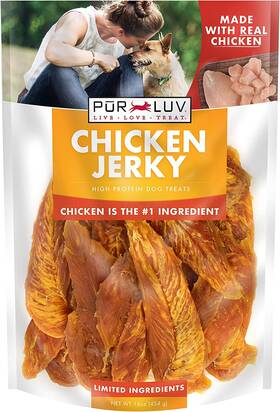 Pur Luv 313039746796 Dog Treats Chicken Jerky For Dogs Made With 100% Real Breast 16 Ounce