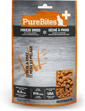 Purebites 878968003247 Pure Bites Skin And Coat Freeze Dried Cat Treats Made In Usa 1.09oz