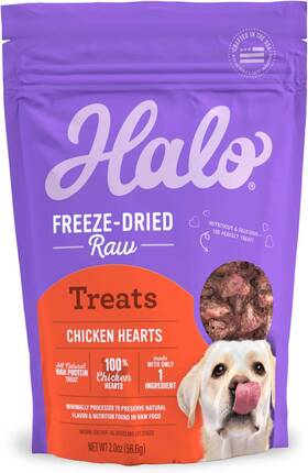 Td5554  Purely For Pets Raw Freeze Dried Dog Treats Chicken Hearts Recipe Pouch All Life