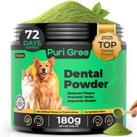 Purigree 769887562710 Dog Dental Powder Teeth Natural Cleaning Dogs Breath Fr