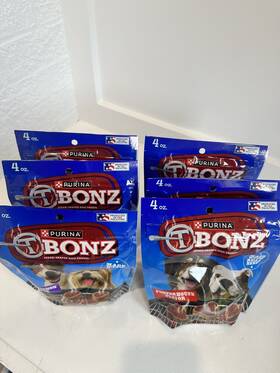 Purina 011132100100 Lot Of 6- T-bonz Dog Treats- Filet Mignon And Porterhouse Flavor- 06/2025