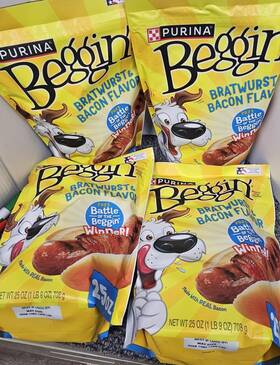 Purina 038100103239 4 X Dog Food Beggin Treats Bratwurst And Bacon Flavor 25 Oz/each Exp 5/2026