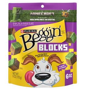 Purina 038100106629 Beggin Blocks Bacon Dog Treats Minecraft Movie 6oz