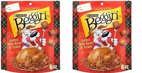 Purina 038100107060 Lot Of 2- Begginft Turkey Flavor Stuffin Strips Chewy Dog Treats