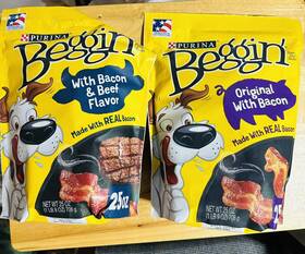 Purina 038100193605 Beggin Real Bacon And Beef Flavor Treats For Dogs 25oz Pouch Lot Of 2