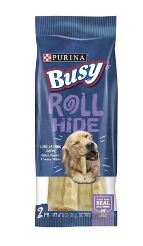 Purina 070002030770 Busy Bone Dog Treats Roll Hide Real Beef Flavor Chews Large 6 Ounce 2 Pk