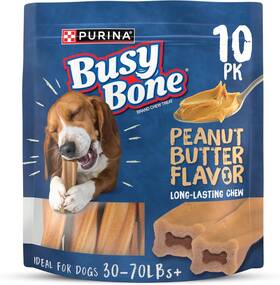 Purina 602772822189 Busy Bone Adult Dog Chew Treats Peanut Butter - 10 Ct. Pouch