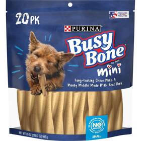 Purina Busy 038100184566 Made In Usa Facilities Small Breed Dog Bones Mini - Pack Of 4 20 Ct. Pouches