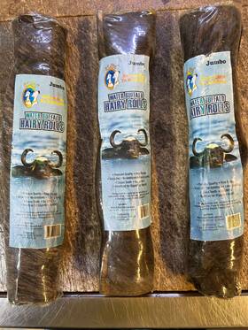 Q T Dog 671963017031 3x Hairy Rolls Chew Water Buffalo Alt To Rawhide Digestive Health Tr