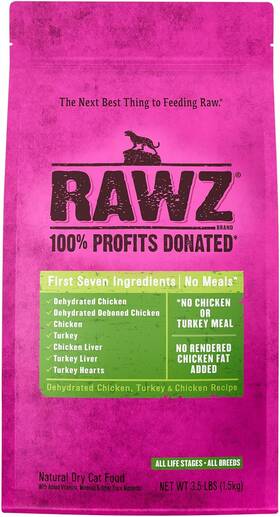 Rwz00506 Rawz Natural Pet Fod Dehydrated Chicken Turkey And Recipe Meal Free Dry Cat Food