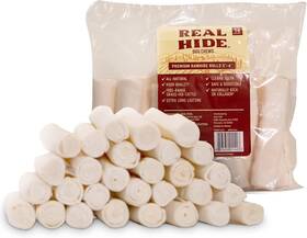 14216 Real Hide All Natural Dog Chew Treats - Premium Rawhide Rolls 5-6 Inch Long Lasting G