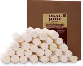 Real Hide 744110946758 All Natural Dog Chew Treats - Premium Rawhide Rolls 9-10 Inch Lon