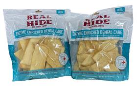 Real Hide 813432011564 Enzyme Enriched Dental Care Dog Chews Medium/large - 2 Pack Exp 6/27