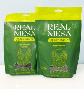 Real Mesa 850048288195 2 Pack Beef Kabob High Protein Jerky Dog Treats 9.5 Oz - 12/2026