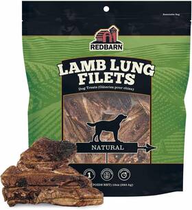 B08vffhs38 Redbarn New Lamb Lung Filets - Oven Roasted Jerky-style Dog Treats 10 Oz 1 Bag