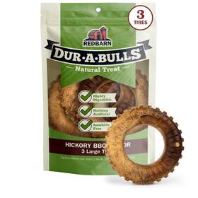 Redbarn Pet Products 785184011041 Natural Dur-a-bulls Treats For Dogs - 3 Large Tires Hickory Flavor