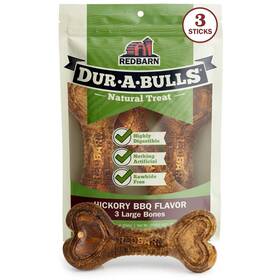 Redbarn Pet Products 785184011058 Natural Dur-a-bulls Treats For Dogs - 3 Large Bones Hickory Flavor
