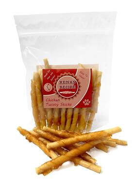 Renas Recipe 858767312339 Chicken Twisty Sticks 8 Oz Rawhide Free Wrapped Soft