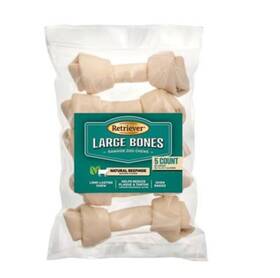 182tsc Retriever Large Bones Natural Beefhide Rawhide Dog Chew Treats - 5 Count