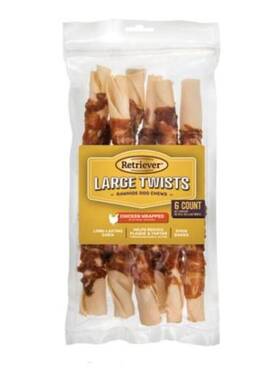514tsc Retriever Large Twists Wrapped With Real Chicken Rawhide Dog Chew 6 Count